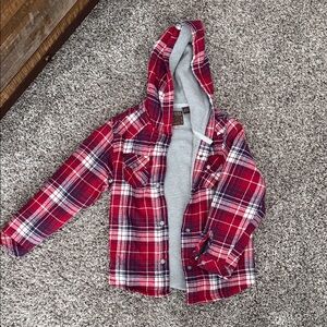 Roper Red Plaid Hooded Flannel Shirt Jacket